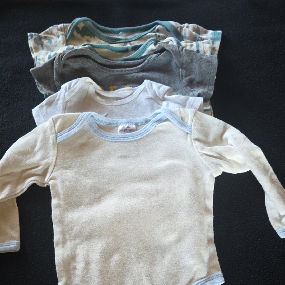 Chick Pea Short Sleeve Baby Tees in Cream, Gray, and Blue